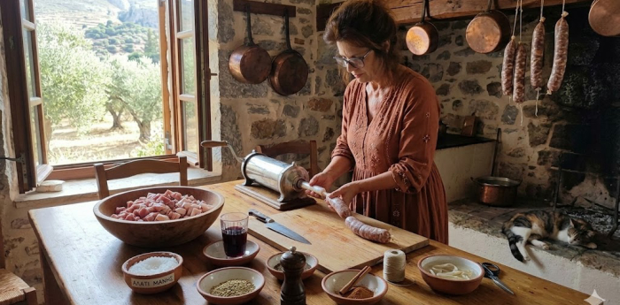 Συριανά Λουκάνικα Αέρος στη Μανη
